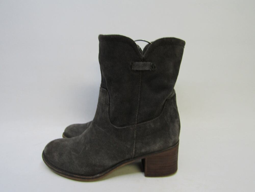 Franco Sarto Womens Size 7.5 M Gray Suede Heeled High Ankle Fashion Boots Bootie